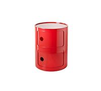 Mesita de Noche Redonda roja Moderna de 2 Niveles con cajón de Almacenamiento Unidad de mesita de Noche apilable para Sala de Estar portátil Mesa Auxiliar de Almacenamiento de Esquina para b