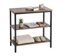 Mesita de Noche Relaxdays, 3 estantes Abiertos, (Al x An x F) 61 x 60 x 30 cm, para Dormitorio y salón, marrón/Negro