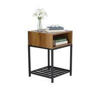 Mesita de Noche Relaxdays con Compartimento y Estante, HBT: 58 x 40 x 40 cm, Industrial, Madera, Metal, marrón/Negro