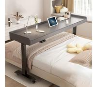 Mesita de noche rodante de altura ajustable con cajón, mesa móvil para laptop para uso hospitalario y doméstico, estación de trabajo compacta sobre ruedas para comodidad al lado de la noche