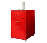 Mesita de noche roja con 3 cajones, armario de almacenamiento versátil para dormitorio, sala de estar, oficina y sala de estudio, cómoda elegante para nización en el hogar