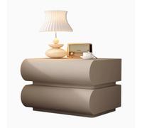 Mesita de noche soporte de cuero, mesa de noche de almacenamiento de madera, mesa de altura de la cama de moda con 2 cajones, ahorrar espacio de noche para dormitorio, no se requiere ensamblaje