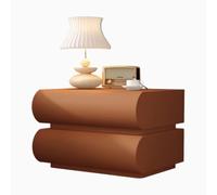 Mesita de noche soporte de cuero, mesa de noche de almacenamiento de madera, mesa de altura de la cama de moda con 2 cajones, ahorrar espacio de noche para dormitorio, no se requiere ensamblaje