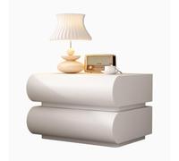 Mesita de noche soporte de cuero, mesa de noche de almacenamiento de madera, mesa de altura de la cama de moda con 2 cajones, ahorrar espacio de noche para dormitorio, no se requiere ensamblaje