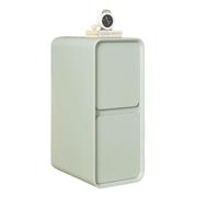 Mesita de noche verde menta con 2 cajones, mesita de noche de madera silenciosa, mesa auxiliar de almacenamiento deslizante para dormitorio y sala de estar, elegante acabado de cuero, 9.8 x 15.7 x