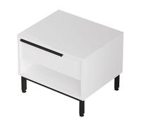 [en.casa] Mesita de Noche Vesanto Mesa de Sofá con Cajón y 1 Compartimento Abierto Mesa Auxiliar para Salón Oficina Elegante Aglomerado 43x54x45 cm - Blanco
