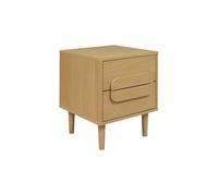 Mesita de noche vintage efecto madera con 2 cajones, juliana, roble, 40x40x50 cm