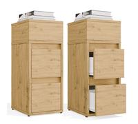 MESITA DE NOCHE YORK Estante de mesa de noche con 2 cajones para dormitorio ROBLE ARTISAN