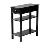 Mesita Estrecha de Madera Maciza con cajón y almacenaje de 3 Niveles, mesita de Noche Delgada para Espacios pequeños, Mesa Lateral con estantes para salón, Dormitorio, Requiere m Black 23.6X23.6X11in
