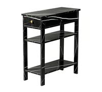 Mesita Estrecha de Madera Maciza con cajón y almacenaje de 3 Niveles, mesita de Noche Delgada para Espacios pequeños, Mesa Lateral con estantes para salón, Dormitorio, requ Blackmarble 23.6X23.6X11in