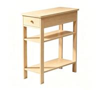 Mesita Estrecha de Madera Maciza con cajón y almacenaje de 3 Niveles, mesita de Noche Delgada para Espacios pequeños, Mesa Lateral con estantes para salón, Dormitorio, req Originalwood 23.6X23.6X11in