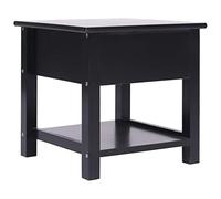 Mesita lateral negra 40 x 40 x 40 cm de madera de Paulownia | Con 2 cajones, tablero de MDF, estante inferior, fácil de limpiar, uso como mesilla de noche