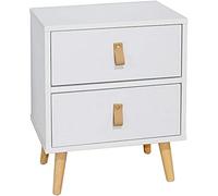 Mesita noche blanca 2 cajones Anzio dormitorio moderna pata madera 50x40x30 cm