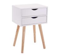 Mesita noche blanca alta 2 cajones Fiano dormitorio moderna nordico 60x40x30 cm