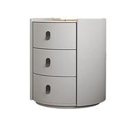 Mesita Noche Mesita de noche de 3 cajones, mesita de noche redonda y moderna, cómoda de madera, mesa auxiliar for sofá for dormitorio, sala de estar, pasillo, 16.5" DX 16.5" WX 19.6" H, blanco Para do