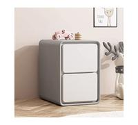 Mesita Noche Mesita de noche pequeña de piel sintética, moderna mesita de noche for dormitorio, gabinete de almacenamiento, mesita de noche con 2 cajones, mesa auxiliar, 18.8" H, gris y blanco Para do