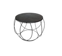 Mesita Redonda de diseño de Hierro y Pizarra Ø 60 cm - Mesa de salón Moderna H 51 cm | Tablero de Piedra Natural auténtica- Kalu Creations