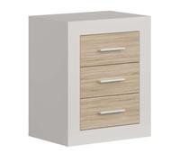 Miroytengo Mesita Sara de Dormitorio Estilo Nórdico en Roble Sonoma y Kashmir con 3 Cajones 50x60x35 cm