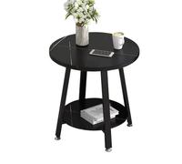 Mesitas Auxiliares Redondas Pequeñas, Mesitas Para Bebidas Para Espacios Reducidos, Mesita De Noche Con Dos Estantes,mesita De Noche Estrecha, Para El Salón Y El Dormitorio(Black-2 Tier,50x55cm)