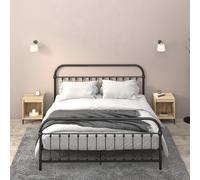 Mesitas de Noche 2 Unidades Roble Sonoma 40x35x50 cm - Modern Nightstand Set with Storage Shelf, Elegant Bedside Table for Bedroom, Durable Plywood & Metal Construction, Easy Assembly