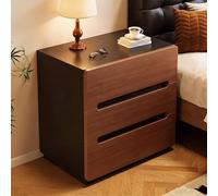 Mesitas De Noche Con Cajones, Mesitas De Noche Asequibles, Gran Capacidad, Duraderas, Resistentes A Los Golpes, Adecuadas for Dormitorios Y Salones(Walnut+Black,19.7IN_3-TIER)