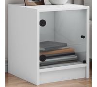 Mesitas de noche con puertas de vidrio 2 uds blanco 35x37x42 cm