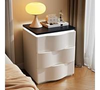 Mesitas de Noche de Madera con 2 Cajones, Mesita de Noche Moderna con Led, Mesa Auxiliar for Estudio, Oficina, Sala de Conferencias, Biblioteca, Hotel