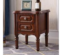 Mesitas de Noche de Madera, Mesa de Sofá, Mesa Auxiliar Alta, Estilo Vintage, Mesilla de Noche Pequeñas con 2 Cajones Grandes y Mango de Metal, para Salón Dormitorio, Pasillo(Walnut,45cm)