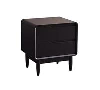 Mesitas de noche de madera para dormitorio, mesita de noche con doble cajón, gran capacidad de almacenamiento, color negro