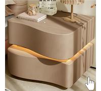 Mesitas de Noche Dormitorio con Luces LED Mesa de Noche Comoda Dormitorio Bedside Table Cajonera Dormitorio Moderna Mesa Auxiliar con Cajón para Cualquier Cama y Dormitorio Sala de Estar(Khaki,50*40*5