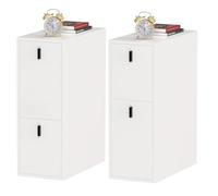 Mesitas de noche estrechas, paquete de 2 mesitas de noche blancas modernas con 2 cajones, 25 x 51 x 68 cm, elegantes muebles de dormitorio, mesas auxiliares compactas para dormitorio, juego de mesita