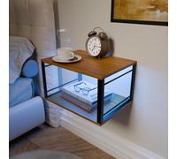 Mesitas de Noche Flotantes con IluminacióN LED RGB, Mesitas de Noche Colgantes con Estante Abierto de 2 Niveles, Mueble Ahorrador de Espacio para Dormitorio, SalóN y Cocina (MarróN, 40 X 30 X 22cm)