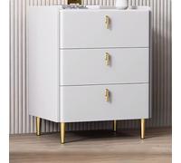 Mesitas de noche modernas de cuero para dormitorio, mesitas de noche de madera para dormitorio con 3 cajones, 3 cajones de gran capacidad, adecuadas para sala de estar, dormitorio, oficina (blanco, 50