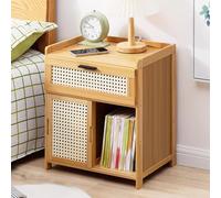 Mesitas de Noche PequeñAs, Mesa Auxiliar con Almacenamiento, Mesita Auxiliar de Madera Natural for Dormitorio, Dormitorio y Espacios Pequeños