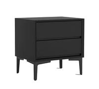 Mesitas de noche vintage minimalista, mesilla de noche de madera de color sólido, con almacenamiento, doble cajón, muebles de gran capacidad (negro, grande)