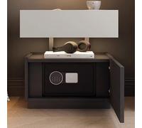 Mesitas Dormitorio Mesita De Noche Inteligente Fabricado en Tablero Multicapa De Madera Maciza con Cajón, Luz LED Y Caja Fuerte No Requiere Ensamblaje(Gray+Smoked Wood,50 * 40 * 55CM)