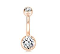 MESKEL Anillo colgante sexy para ombligo, circonita cúbica redonda doble, Piercing para ombligo de acero quirúrgico, joyería