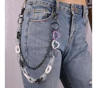 MESKEL Llavero de Cadena de Resina de Hip Hop para Hombre y Mujer, Cadena Bonita para la Cintura, Pantalones con corazón acrílico Multicolor, Cadena para Pantalones, joyería Punk