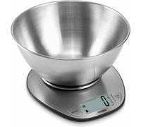 MESKO MS 3152 Báscula de Cocina Digital con Bol Removible, Acero Inoxidable, Balanza Electrónica con Cuenco 1,8 Litros, 5 kg, Alta Precisión 1 g, TARA, Medición de Líquidos