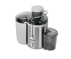 Mesko MS 4126 - Exprimidor para frutas y verduras de acero inoxidable, máquina de jugo y jugo, entrada de 65 mm de ancho, exprimidor con depósito de 450 ml, posavasos antideslizantes estables,