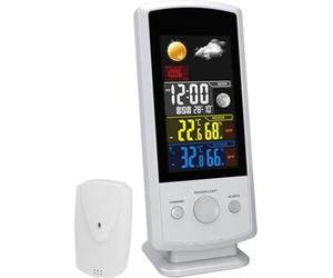 MESKO MS1177 Estación Meteorológica Temperatura y Humedad Interior y Exterior, Sensor Inalámbrico, Pronóstico de Tiempo, Indicador Fecha y Hora, Alarma, Ciclo Lunar