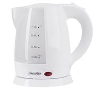 Mesko MS1276 Hervidor de Agua Eléctrico 1 Litro, Pequeño, Inalámbrico, sin BPA, sin Cable, Apagado Automático, Base 360º, Filtro Antical, Blanco, 1600W
