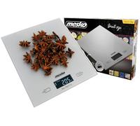 Mesko MS3145 Báscula de Cocina Digital Plataforma de Vidrio Resistente, Alta Precisión, Pasos 1g Pesa Alimentos hasta 5Kg, Display LCD, Función Tara, Multifunción Pesa gr ml Oz Lb