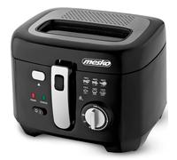 Mesko MS4908 Freidora aceite Eléctrica 2,5 Litros, Pequeña, Temperatura Ajustable, Cubeta Desmontable Antiadherente, Tapa con Filtro Antiolor y Ventana de Control, Fácil Limpieza, 1800W, Negro