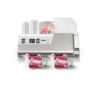 Mesliese Máquina selladora al vacío, 95 kPa 140 W, sellador de alimentos con una sola mano, tira de doble sellado con cortador integrado y pantalla de cuenta regresiva, 2 rollos de bolsa(Blanco)