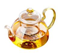 MESNEY Tetera de Cristal de 1300 ml con Infusor y Tapa, Tetera para Infusiones Resistente al Calor, Apta para Estufa de Gas, Ideal para Té de Hojas Sueltas