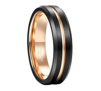 Mesnt Alianza de boda para hombres y mujeres, anillo de compromiso de tungsteno cepillado de 6 mm/8 mm para hombres y mujeres con ranura central, Metal, Sin piedra preciosa