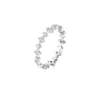 Mesnt Alianzas de boda para ella, diseño simple de fila de estrellas con anillo de diamantes redondos, Metal, Diamante No es una piedra preciosa
