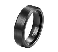 Mesnt Alianzas de boda para hombres y mujeres, de tungsteno cepillado de 2 mm, 4 mm, 6 mm, 8 mm, 10 mm, borde biselado, Metal, Sin piedra preciosa