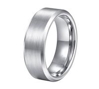 Mesnt Alianzas de boda para hombres y mujeres, de tungsteno cepillado de 2 mm, 4 mm, 6 mm, 8 mm, 10 mm, borde biselado, Metal, Sin piedra preciosa